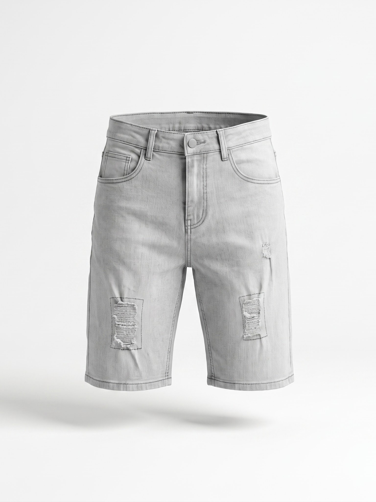 Smoky Grey Slim-Fit Shorts