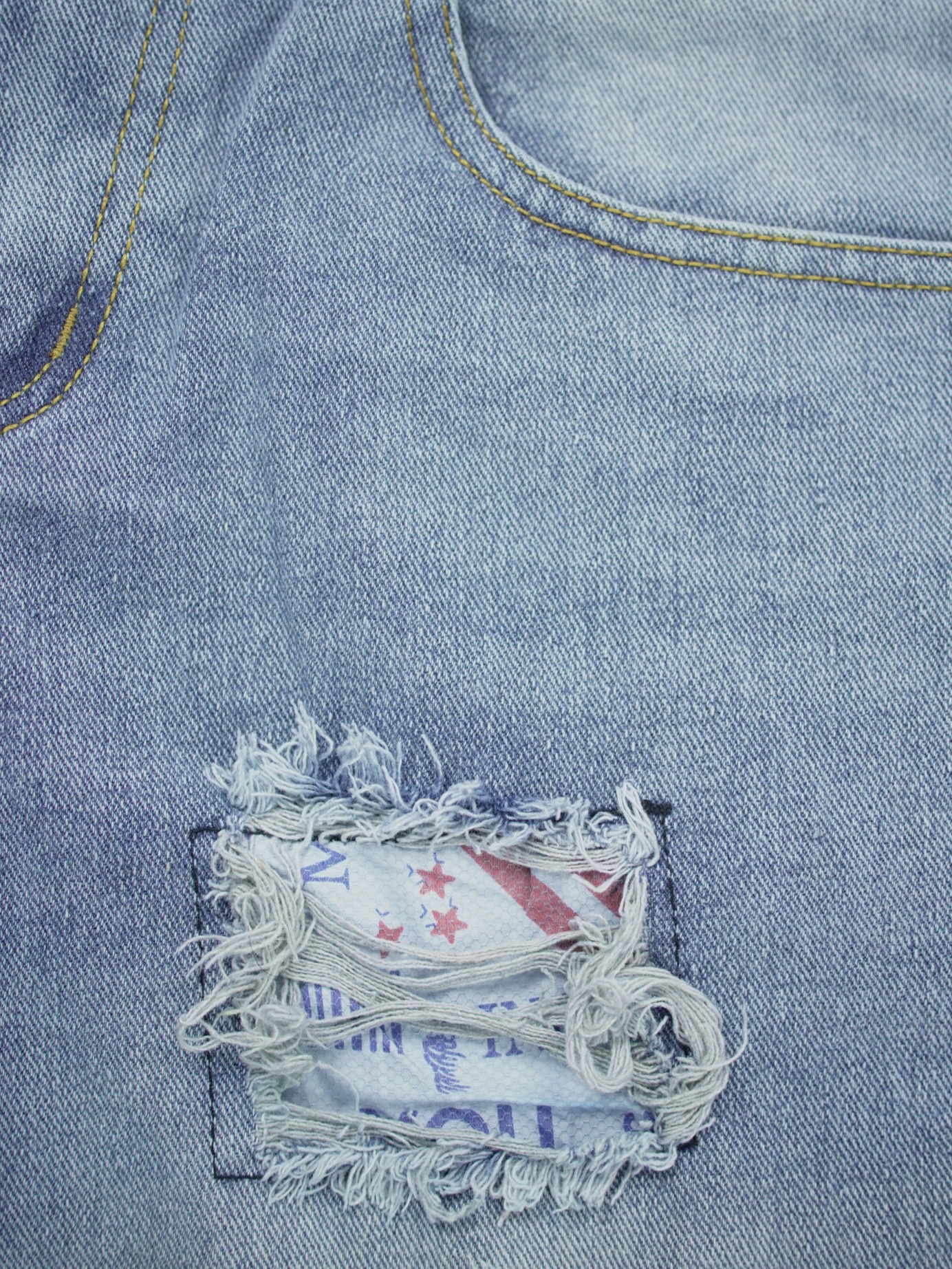 Light Blue Patchwork Jorts