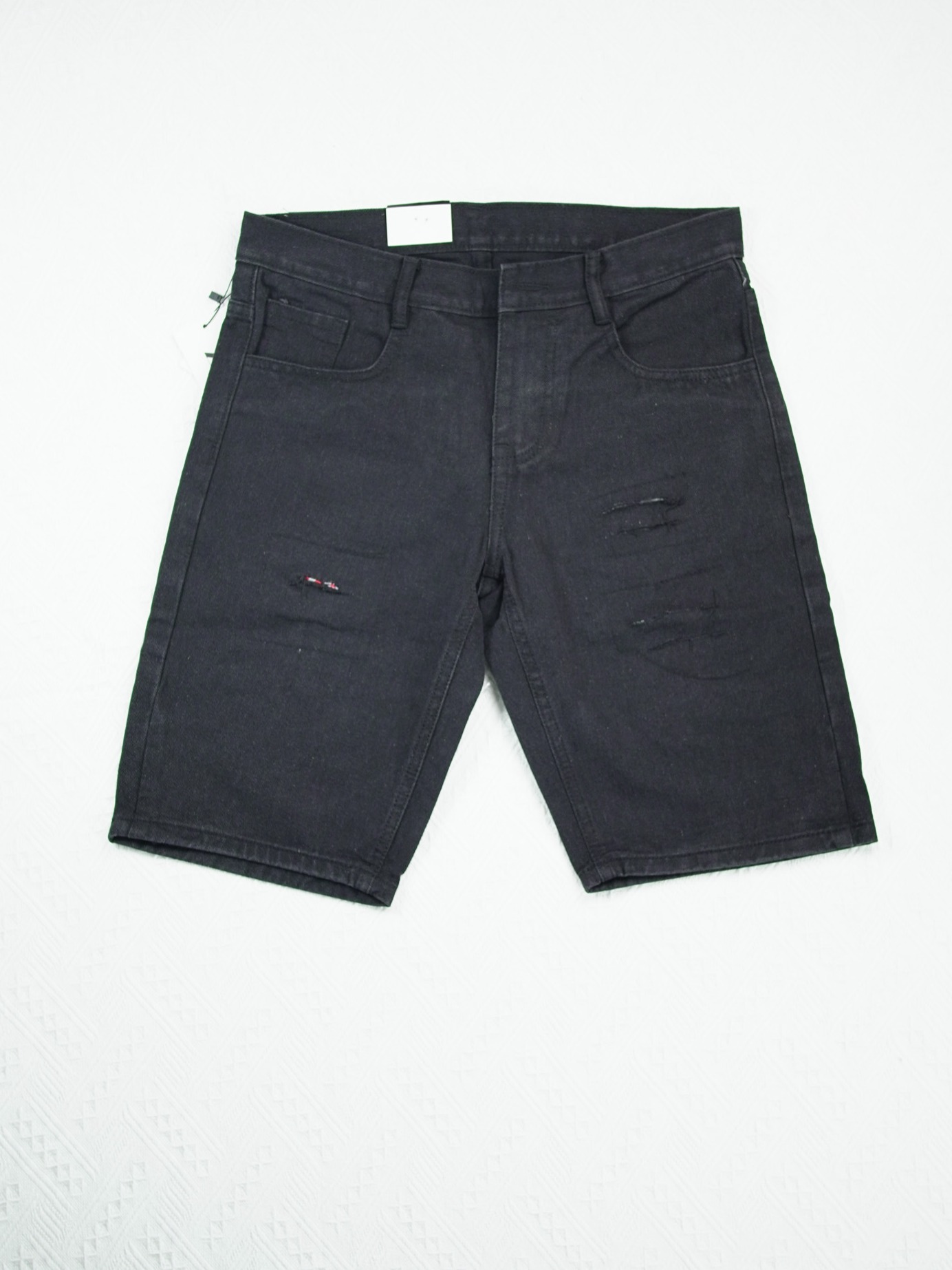 Ripped Black Straight Shorts