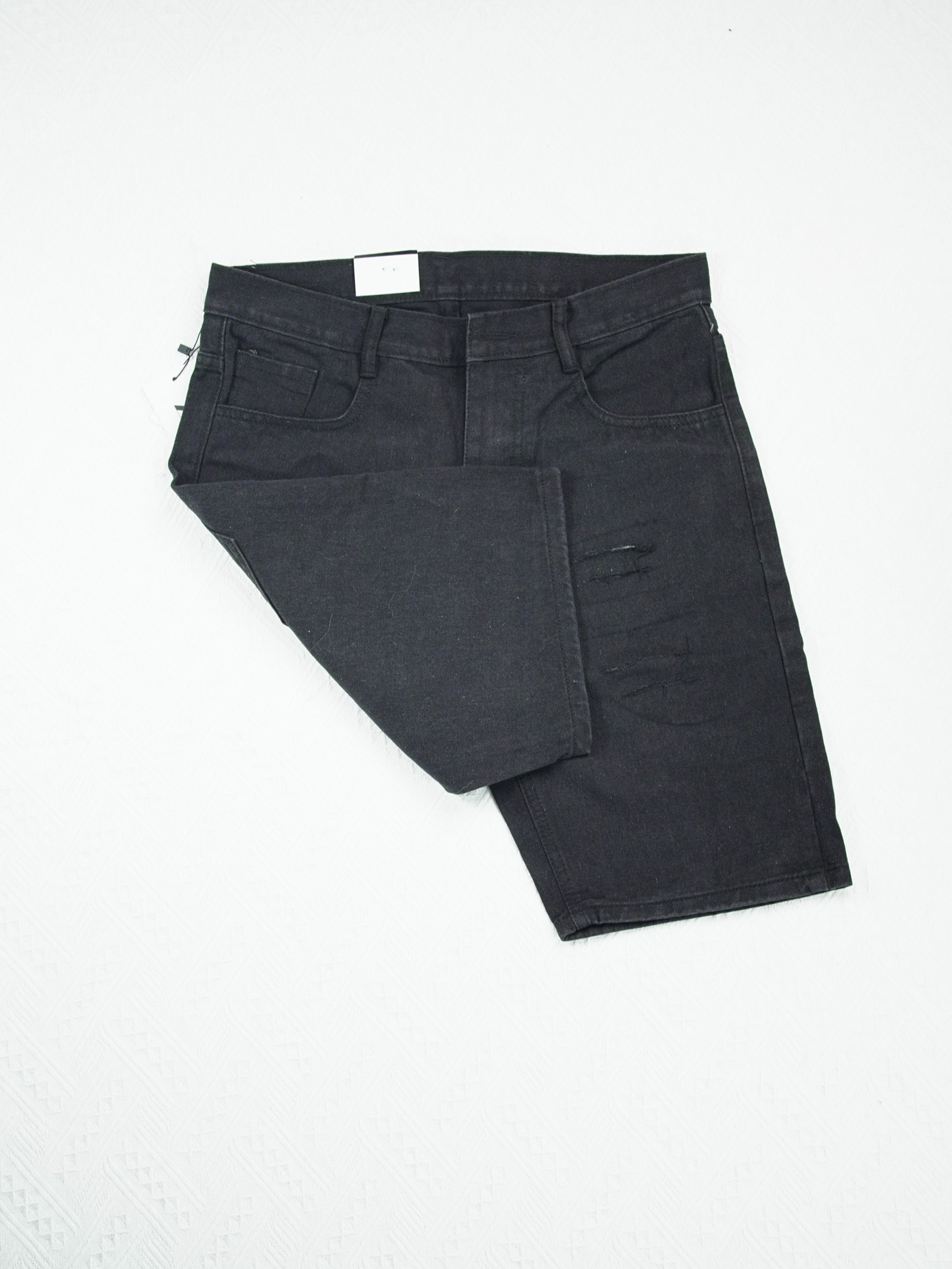 Ripped Black Straight Shorts