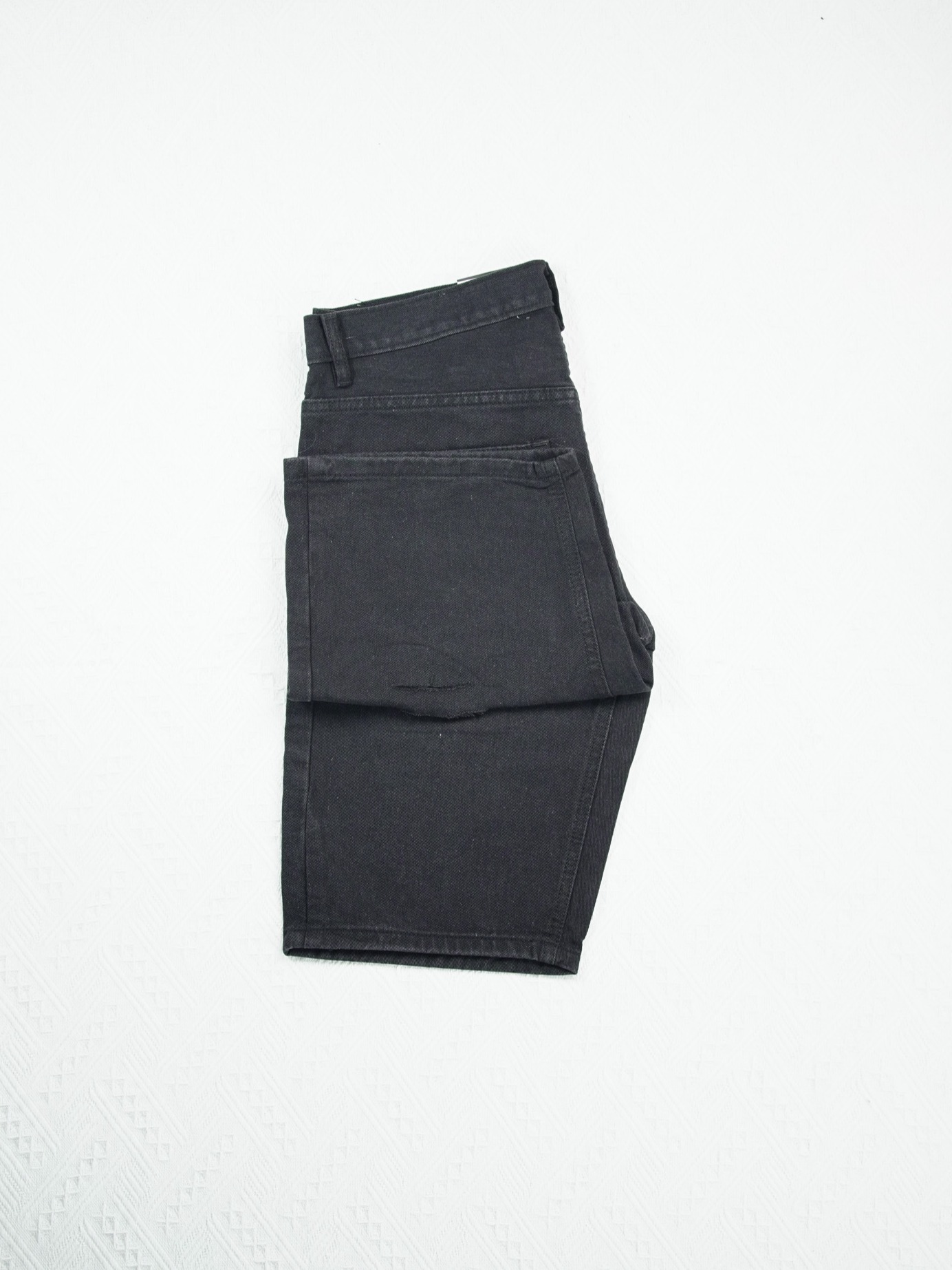 Ripped Black Straight Shorts