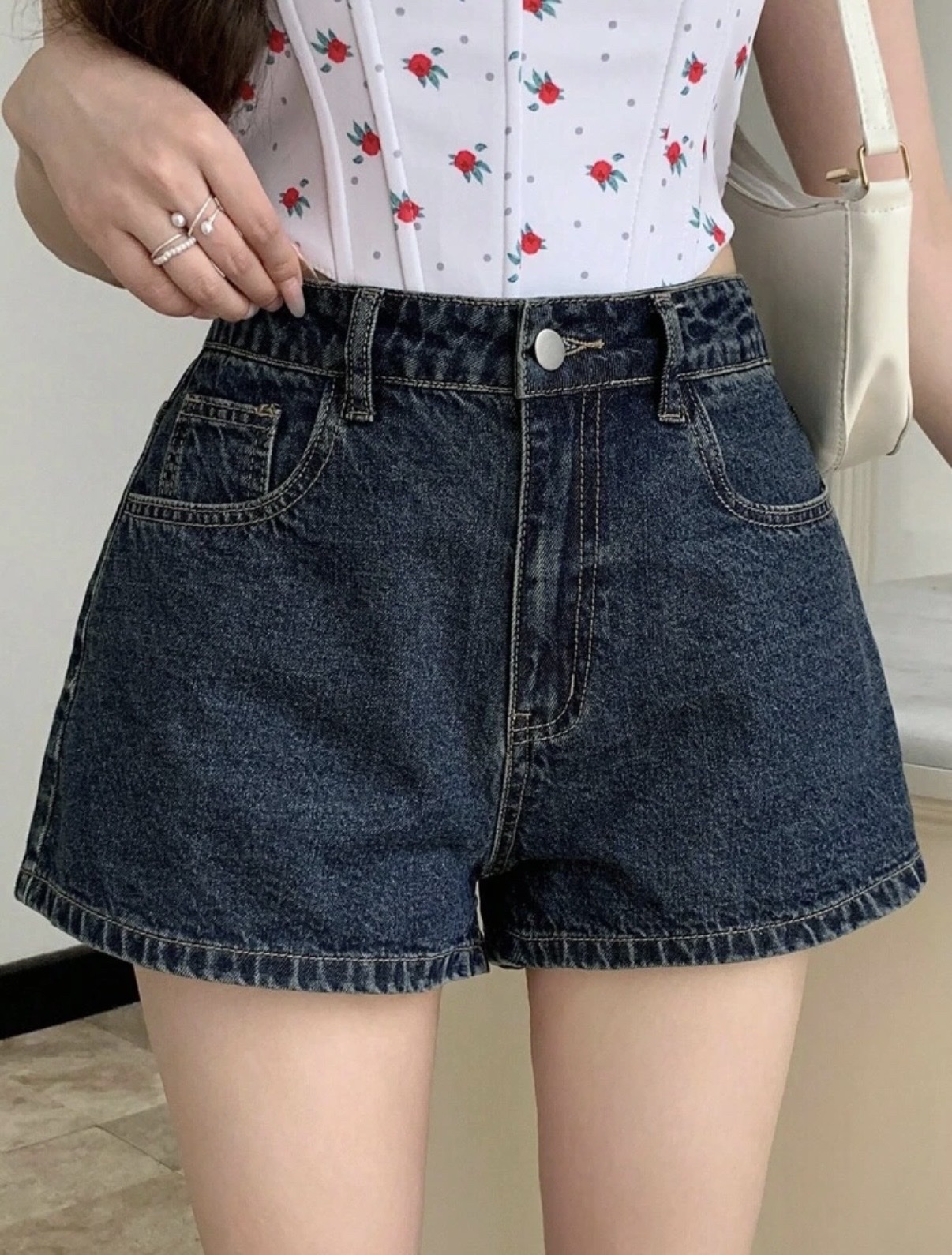 [NHÁP] Quần Short Jeans Ống Rộng Cạp Cao