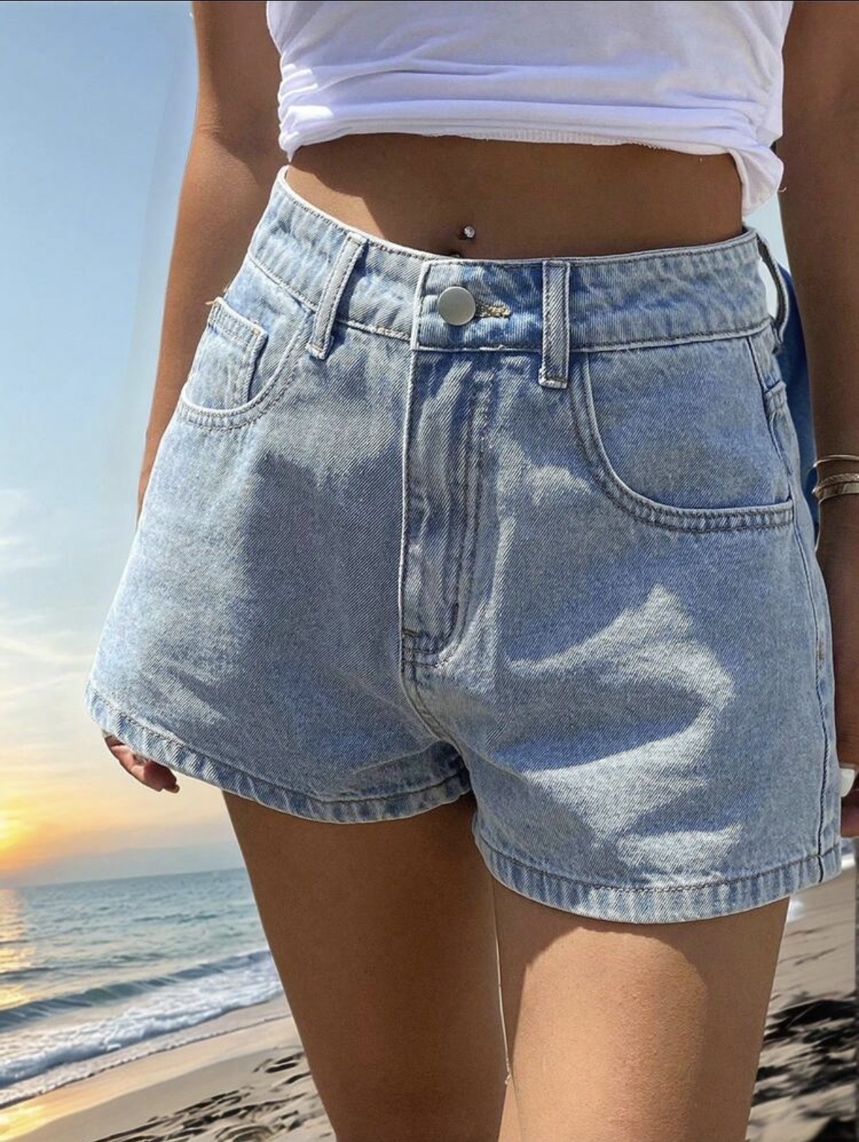 [NHÁP] Quần Short Jeans Ống Rộng Cạp Cao