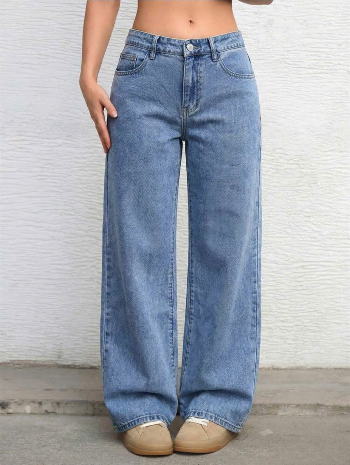Quần Jeans Ống Rộng Dài